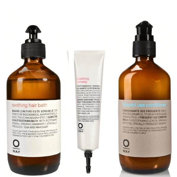 BŐRNYUGTATÓ CSOMAG 2. - SOOTHING nyugtató hajfürdő 240 ml + FREQUENT USE kondicionáló 240 ml + SOOTHING REMEDY nyugtató gyógyír 50 ml